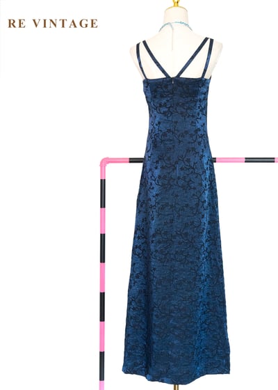 藤蔓藍光銀河優雅細肩帶長洋裝11