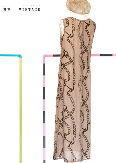 鍊條美人卡布奇諾棕長洋裝5