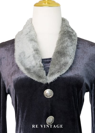 深冬劇場深灰光澤絨布長洋裝8