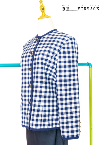 『法國寶物』法式深藍格西裝外套6