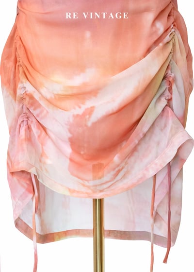 夕陽色的呼吸 - 暖橘渲染抽繩雪紡裙（27"）3