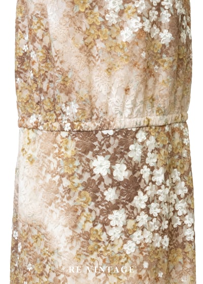 焦糖杏色色蕾絲小碎花鬆緊腰洋裝8