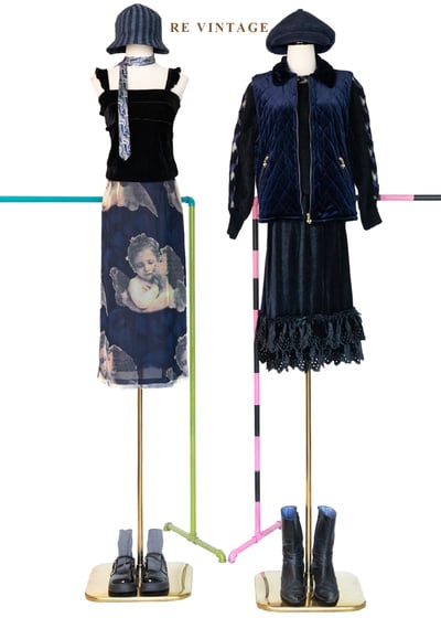 Royal Blue Quilted Vest 深藍貴氣絨布背心2