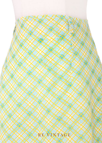 套裝裙子 - 檸檬汽水菱格紋短裙（25"）2