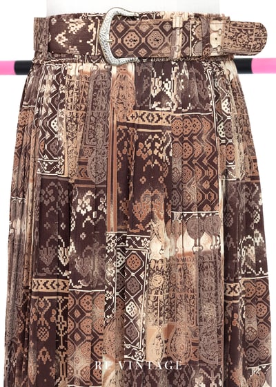 Cacao Nibs 美美復古印花百褶長裙（24"-28"）3