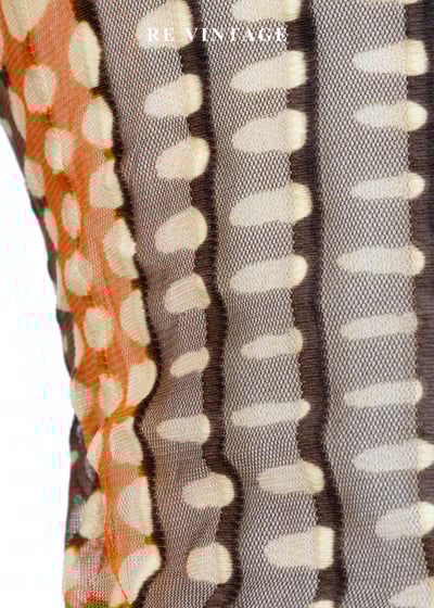 深棕橘子色圓點線條透膚上衣12