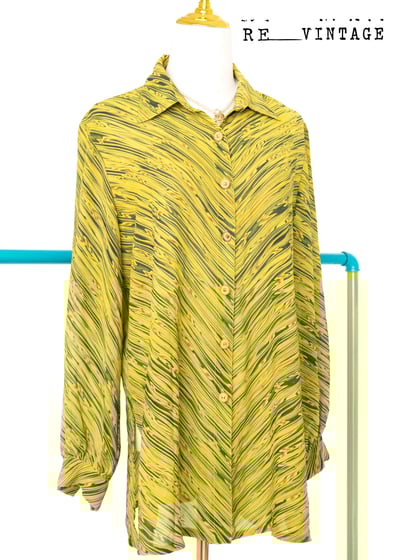 黃綠色の水波紋長袖襯衫9