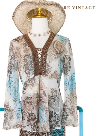 吟遊詩人 - 編織繫繩花會圖騰仙氣上衣1