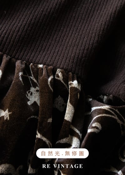 巧克力色高領藤蔓小燈籠迷你洋裝13