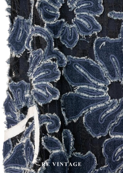 靛藍花瓣堆疊黑蕾絲洋裝9