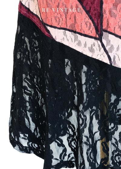 蕾絲粉紅色階幾何拼塊長裙（28"）6