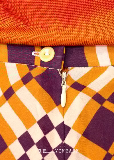 Infinity菱格橘紫色中長裙5