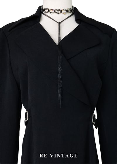 黑曜石影女王西裝式長洋裝9