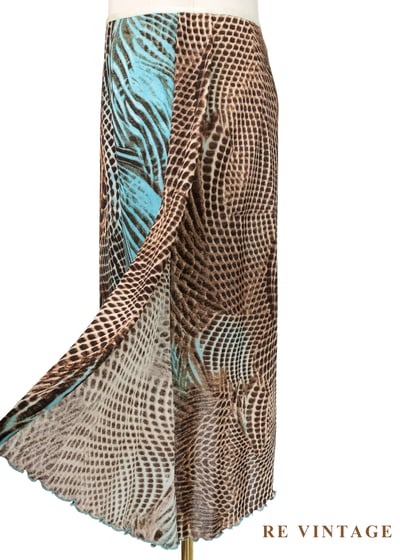 蛇紋錯位美感 - 湖水藍幻象及膝裙（24-29"）9