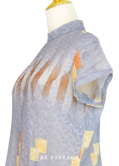 幾何迷蹤 - 藍灰色蕾絲旗袍洋裝10