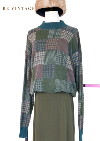 Courtyard 薄款寬鬆千鳥格紋套頭毛衣1