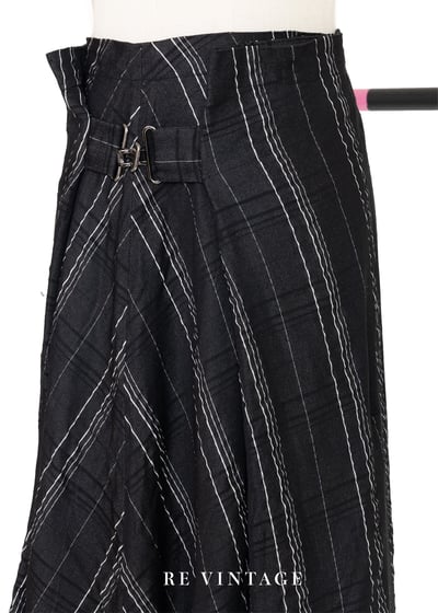 線條格紋氣質中長裙（28"）4