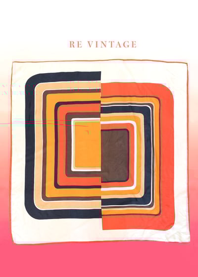 亮眼の橘色不對稱方格大絲巾1