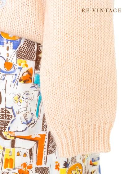 甜美の桃子色毛線花刺繡針織毛衣4