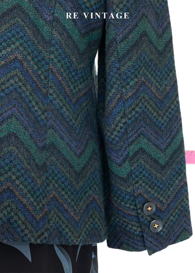 孔雀綠復古鋸齒紋雙排釦西裝外套11