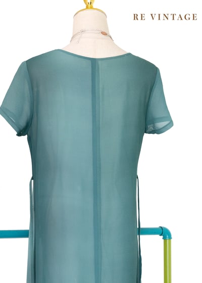 玻璃浪漸層青綠優雅長洋裝11