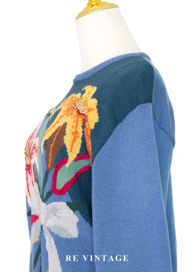 憂鬱藍百合撞色針織毛衣8