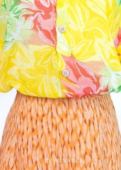 亮黃色小葉子雪紡襯衫3