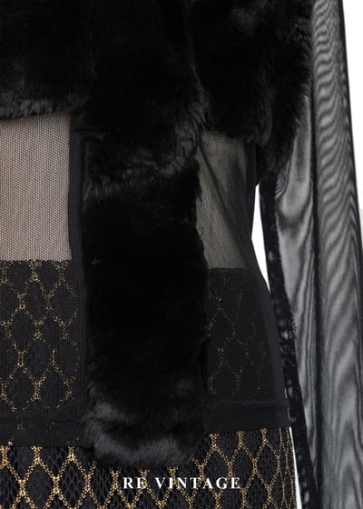 前衛的毛絨霸道線條網紗上衣7