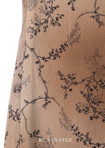 Brown color smudging 小花樹枝細肩帶洋裝8