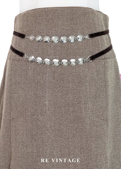 質感單品 - 時空銀釦褐色短裙（28"）3