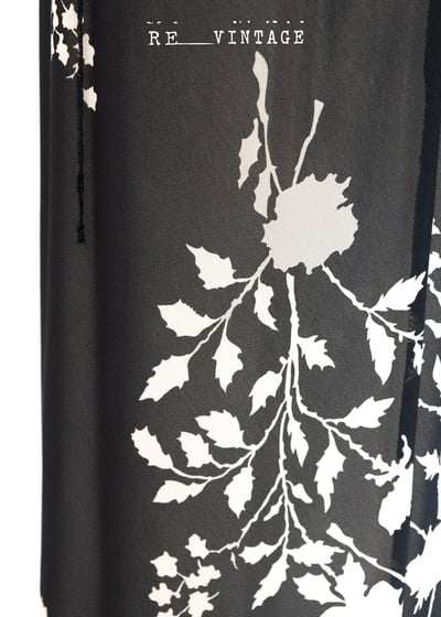 黑白色大花朵雪紡長裙11