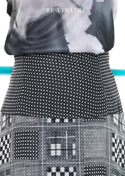 無限格紋深藍點點雪紡短裙3