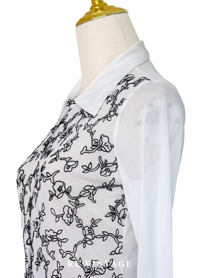 二次元黑白花卉線稿上衣13