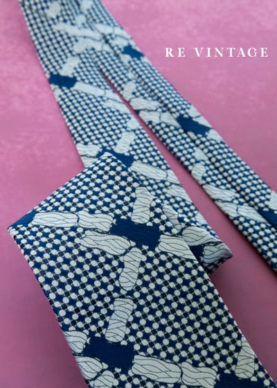 像素交織海藍菱格紋領帶1