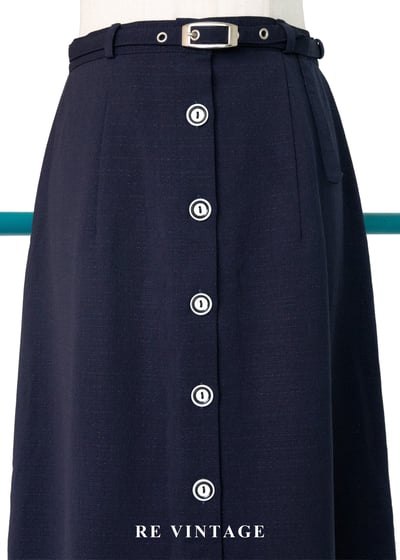 質感單品 - 黑白釦高腰藍裙（24"）3