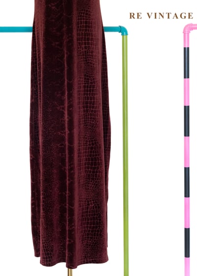 赤紅荒野鱷魚紋絨布長洋裝4
