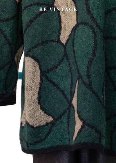 溫暖の苔綠幾何線條針織外套8