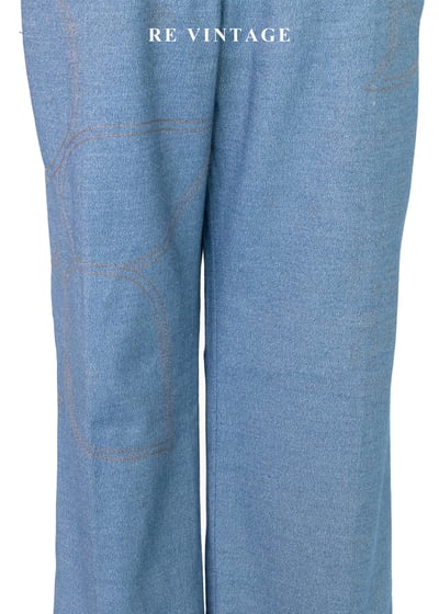 香港製 - 裁縫師的草稿幾何車線單寧長褲（28"）3