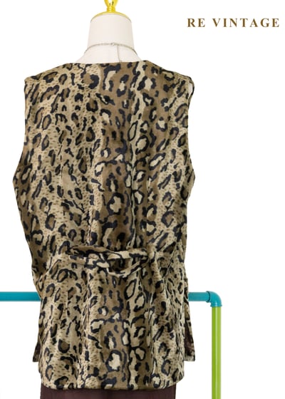 綠棕色野性豹影絨布寬版背心10