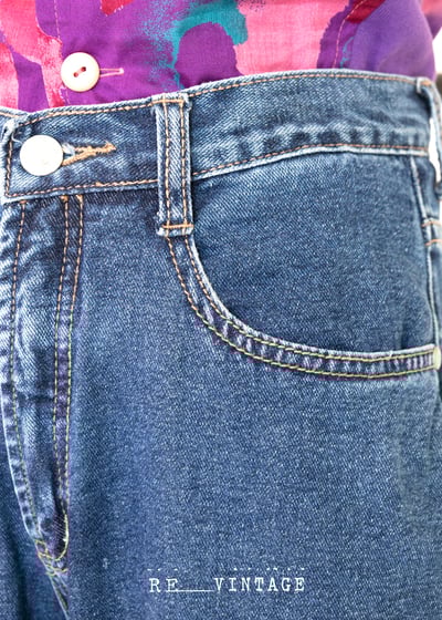 閃粉紅小花邊高腰微喇叭牛仔褲6