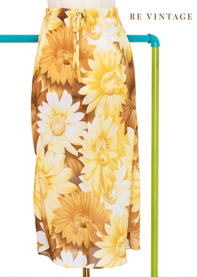 盛開的黃花花園雪紡透膚裙（23-28"）1