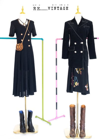 冬天的小花朵拼接毛呢中長裙（26")3