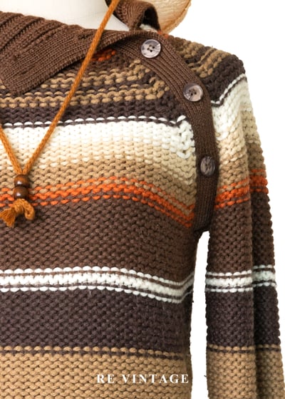 南瓜咖啡奶泡線條斜肩針織毛衣5