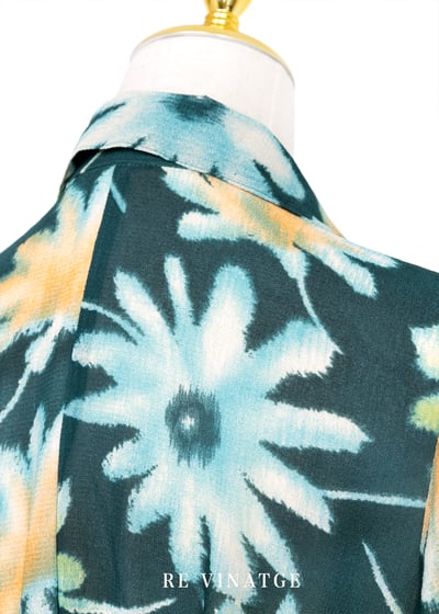 松花綠暈染大花朵長洋裝10