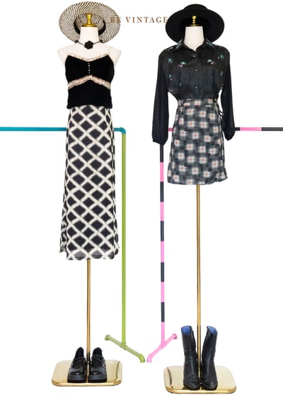 格子間的花一片式短裙（25-26"）2