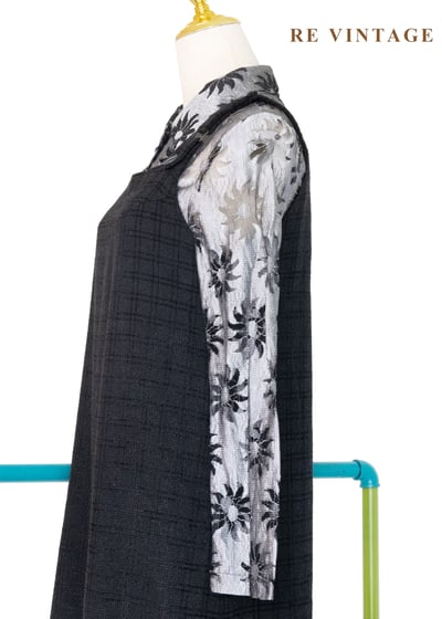 灰黑格紋織理吊帶裙9