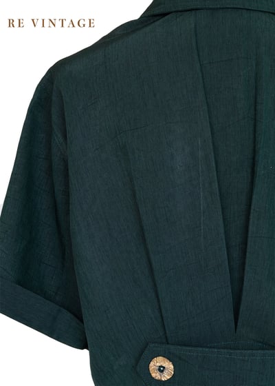復古精緻墨綠色金釦短版上衣/罩衫12