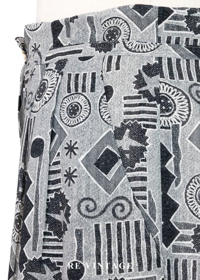 摩登時代爵士圖騰滿版印花高腰寬褲（25"）7