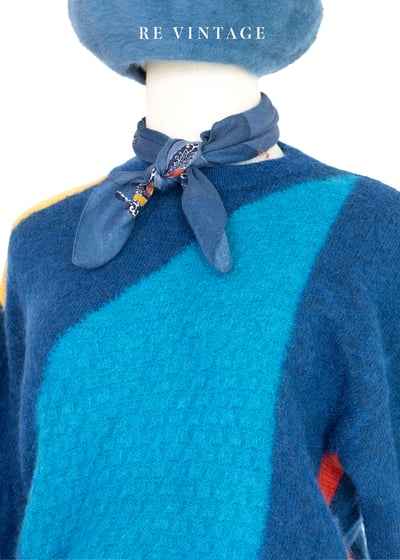 海洋藍藍彩色方塊海馬毛針織毛衣3