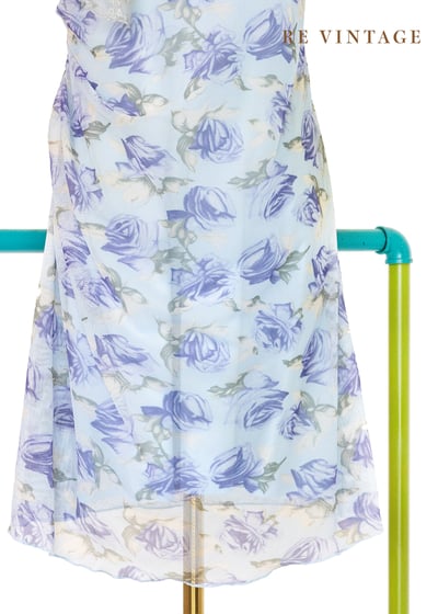 水藍玫瑰網紗細肩帶洋裝3